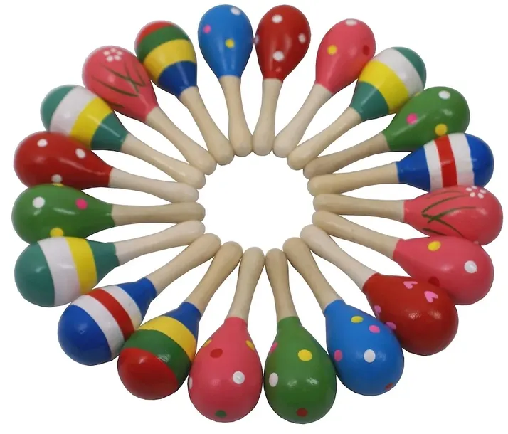 20 x DREWNIANY MARAKAS JAJKO Z RĄCZKĄ EGG SHAKER