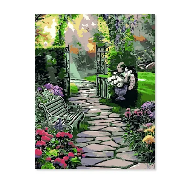 MALOWANIE PO NUMERACH Z RAMĄ Obrazy Do Malowania Ogród Park 40x50 OBRAZ