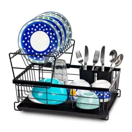 dwupoziomowa-suszarka-ociekacz-z-tacka-czarna-bauerkraft