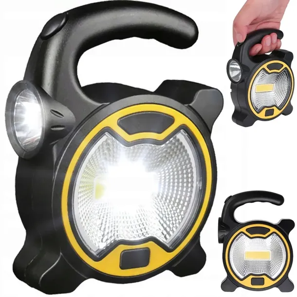 MOCNA LATARKA STOJĄCA WARSZTATOWA LAMPA LED COB Z UCHWYTEM NA BATERIE