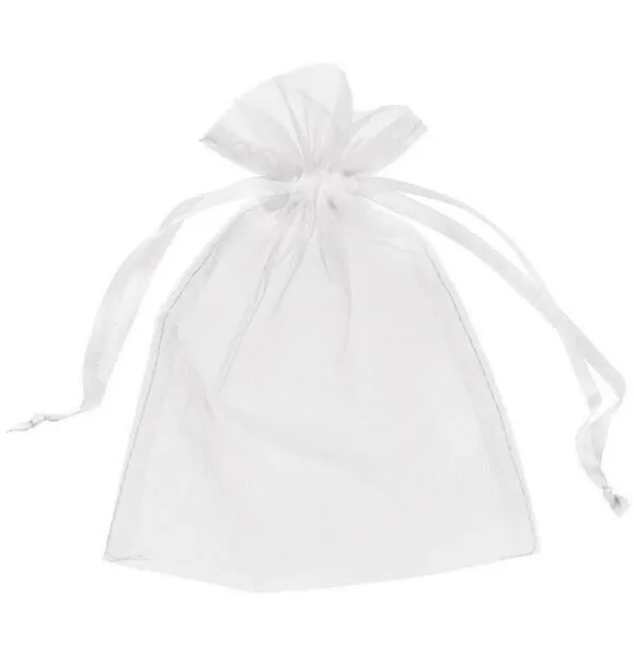 WORECZEK Z ORGANZY Białe 7X9CM 10 SZT WORECZKI ORGANZA ŚLUBNE WESELNE