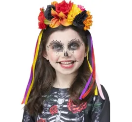 opaska-dziecieca-los-muertos-kwiaty-tasiemki-czaszka-dodatek-halloween