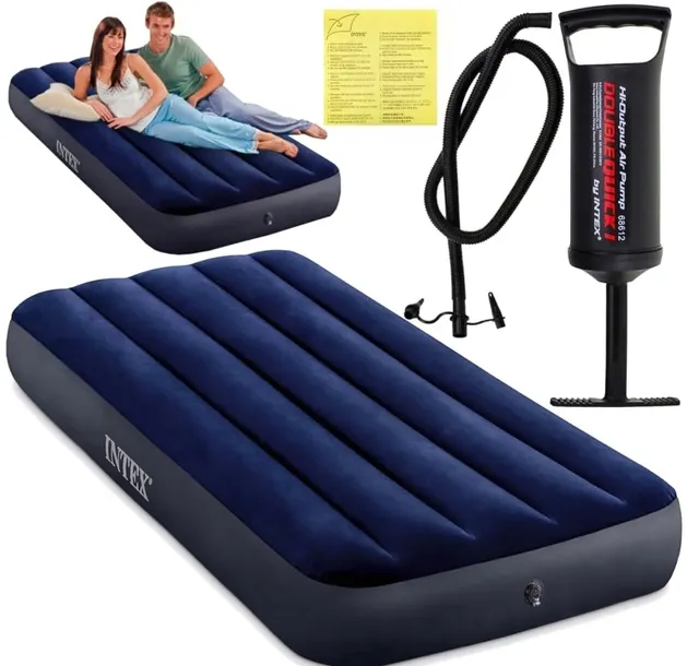 INTEX MATERAC DMUCHANY 1-OSOBOWY WELUROWY + POMPKA