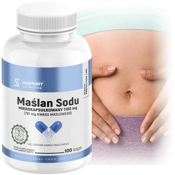 MAŚLAN SODU Mikrokapsułkowany 1100mg 100 kap Kwas masłowy JELITA | INSPORT