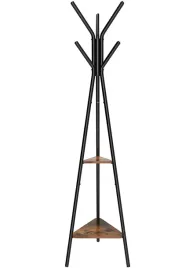 Zdjęcie produktu Wieszak stojak na ubrania stojący STALOWY 6 haczyków + 2 półki LOFT 179 cm