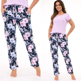 spodnie-pizamowe-damskie-cornette-690-l-40-granatowy
