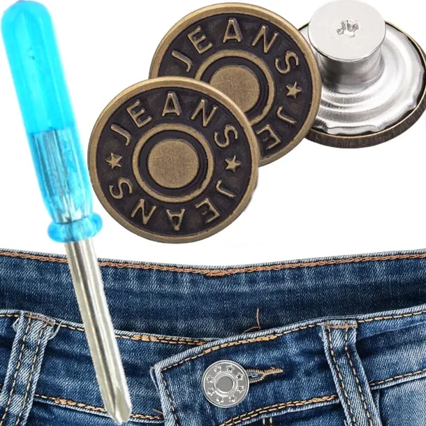 GUZIK DO NAPRAWY JEANSÓW SPODNI przekręcany śrubokrętem guziki jeansu 2szt
