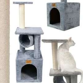 petstory-szary-drapak-dla-kota-slupek-sizal-tunel-4-poziomy