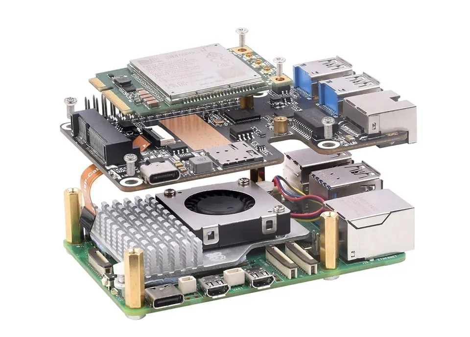 pcie-do-minipcie-gsm-gps-ethernet-usb-3-2-hat-4g-dla-raspberry-pi-5-stan-nowy