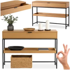 stolik-konsolka-do-przedpokoju-czarna-konsola-z-szuflada-dab-ruby