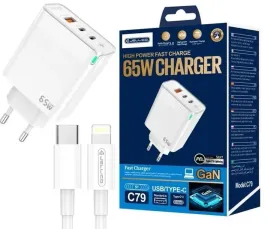 szybka-ladowarka-c79-2x-usb-typ-c-usb-3-0-gan-pd-65w-kabel-lightning