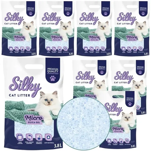 MICRO drobny Żwirek silikonowy dla kota SILKY 30,4L ZESTAW 8x3,8l
