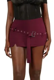 shein-bordowa-mini-spodnica-damska-z-paskiem-38-1gj
