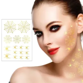 tatuaze-zmywalne-pajeczyny-pajaki-zlote-gold-na-halloween