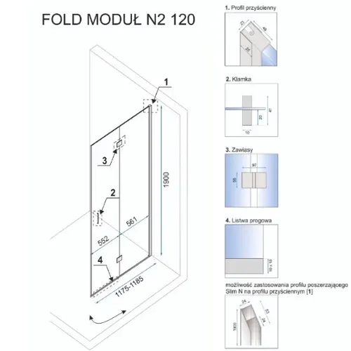 modul-kabiny-fold-n2-chrom-120-rea-stan-nowy-dluzszy-bok-120-cm