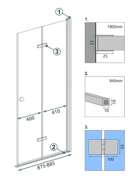 modul-kabiny-fold-n2-chrom-80-rea-typ-drzwi-uchylne
