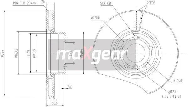 19-1043-tarcza-ham-bmw-p-e39-96-maxgear-waga-z-opakowaniem-20-86-kg