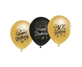 balony-zlote-czarne-happy-birthday-na-30-urodziny