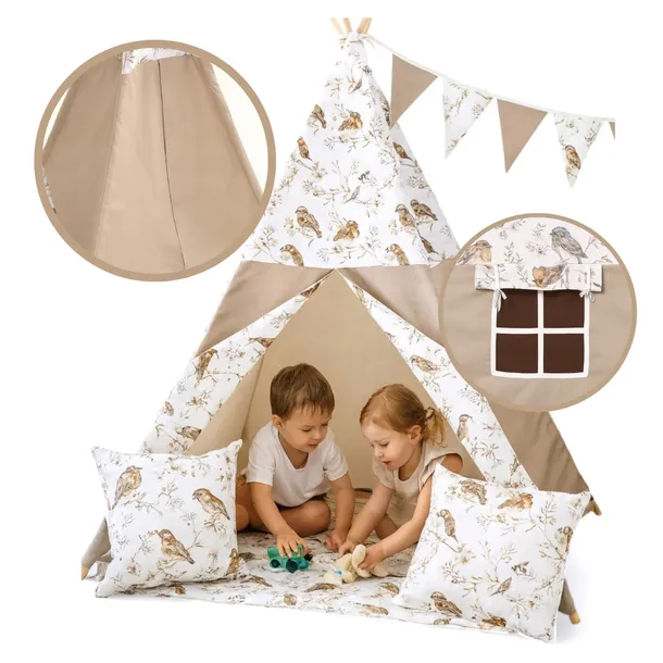 Namiot Tipi Dla Dzieci Wigwam Teepee Poduszki Stabilizator Cotton Lampki