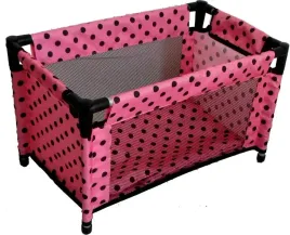 lozeczko-kojec-dla-lalek-rozowy-w-czarne-groszki