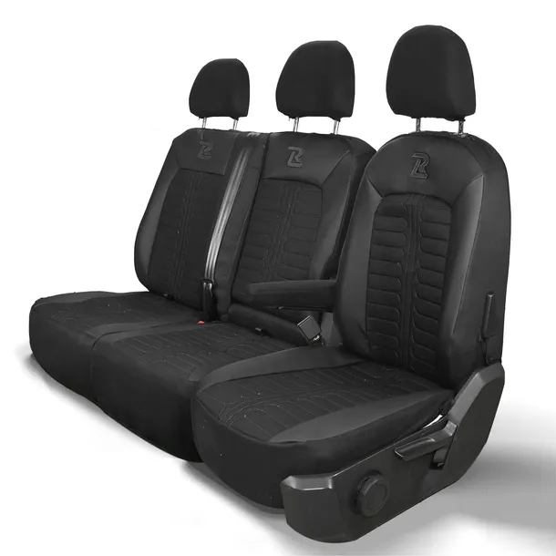Pokrowce na fotele TORNADO Volkswagen Crafter 2 MAN TGE 1+2 czarne skórzane