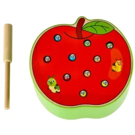 zlap-robaczka-gra-zrecznosciowa-magnetyczna-drewniane-jablko-montessori