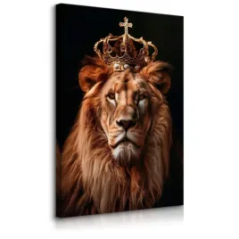 obraz-na-plotnie-do-sypialni-abstrakcyjny-lew-w-koronie-styl-glamour-40x50