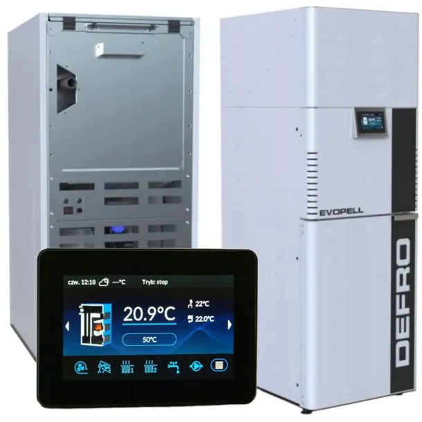 Kocioł Defro Evopell piec na pellet 8 kW z nadstawką samoczyszczący ZUM