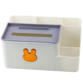 organizer-na-biurko-z-pudelkiem-na-chusteczki-zloty-krolik-bialy