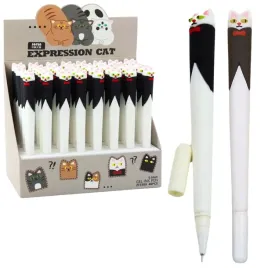dlugopis-zelowy-kot-z-mucha-niebieski-tusz-zatyczka-czarno-bialy-165cm