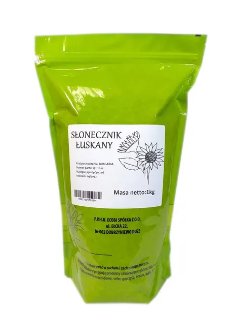SŁONECZNIK ŁUSKANY pestki słonecznika 1kg ECOBI