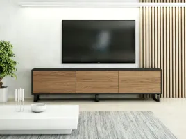szafka-pod-telewizor-rtv-loft-200-czarny-mat-dab-casella-brazowy-egger