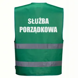 kamizelka-odblaskowa-portwest-xxl-3xl-zielona-z-nadrukiem-sluzba-porzadkowa