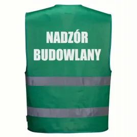 kamizelka-odblaskowa-portwest-xxl-3xl-zielona-z-nadrukiem-nadzor-budowlany