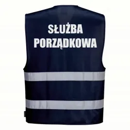 kamizelka-odblaskowa-portwest-s-m-granatowa-z-nadrukiem-sluzba-porzadkowa
