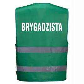 kamizelka-odblaskowa-portwest-xxl-xxxl-zielona-z-nadrukiem-brygadzista