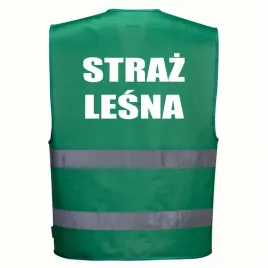 kamizelka-odblaskowa-portwest-xxl-3xl-zielona-z-nadrukiem-straz-lesna