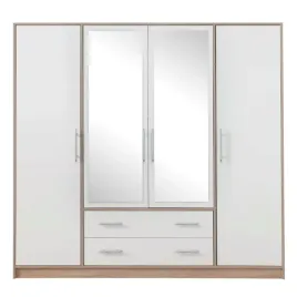 szafa-smart-z-lustrem-bialy-jasny-dab