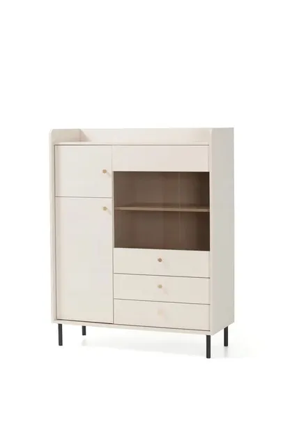 witryna-meblar-grande-103-5x42x133-cm-bezowa-3-drzwi-2-szuflady-szklana-stan-nowy