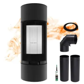 kominek-wolnostojacy-okragly-z-gieta-szyba-koza-charuto-hitze-komplet-rur