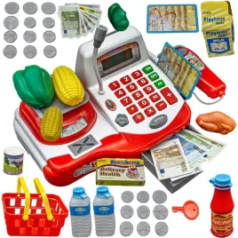 supermarket-sklep-kasa-fiskalna-produkty-skaner-koszyk-mikrofon-waga-monety