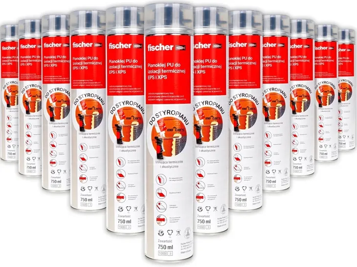 Fischer PIANA, KLEJ DO KLEJENIA PŁYT STYROPIANOWYCH,PIANOKLEJ 750ml 12szt.
