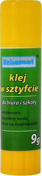 KLEJ W SZTYFCIE ZIELONY 9 G SCHEMAT SZKOLNY BIUROWY WYKRĘCANY SUPERMOCNY