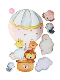 naklejka-na-sciane-zwierzeta-balony-chmury