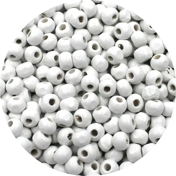 KORALIKI DREWNIANE DO BIŻUTERII BIAŁE 6mm 150szt