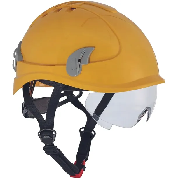 KASK OCHRONNY HEŁM WENTYLOWANY Z OKULARAMI ŻÓŁTY KASK BUDOWLANY BHP LEKKI