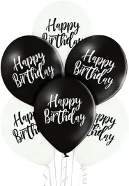 balony-urodziny-happy-birthday-biale-czarne-6-szt