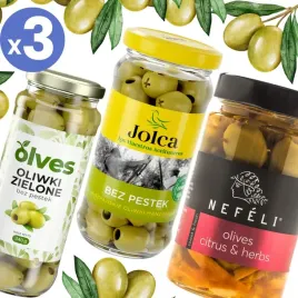 3x-mix-oliwki-wloskie-greckie-zielone-duze-230-340-g-nefeli-jolca-olves