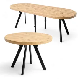 stol-okragly-dab-artisan-o100-rozkladany-do-300-cm-nogi-czarny-metal