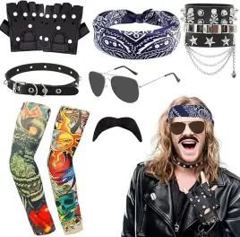 stroj-akcesoria-rockman-lata-70-80-bandana-tatuaze-retro-punk-przebranie